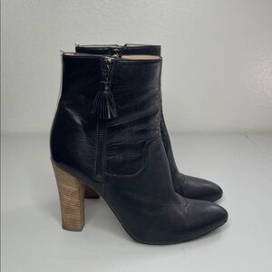SJP Sara Jessica Parker Double Zip Black Leather Boots 4" Heels Size 39.5 US 8.5